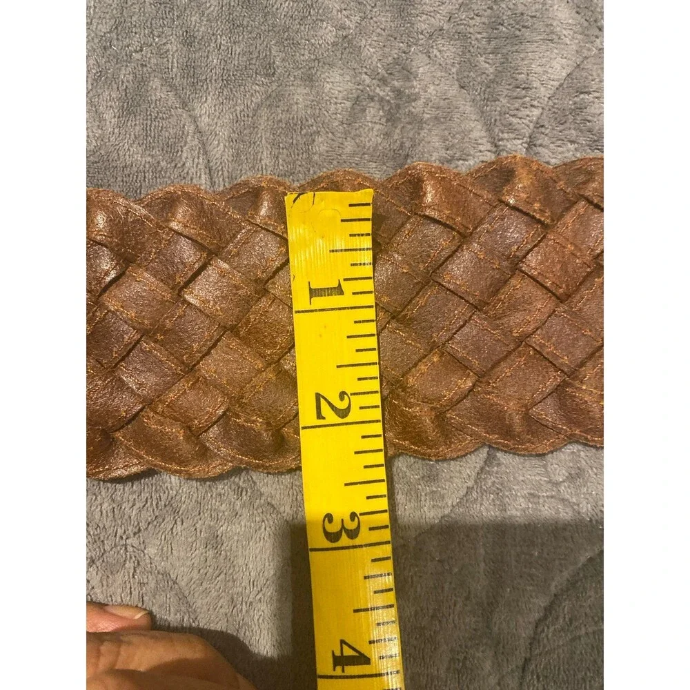 Banana Republic WIDE Braided Leather Belt Women's Brown Woven Small